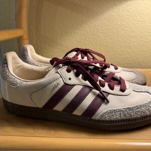 Adidas Samba Sneakers with Maroon Stripes |